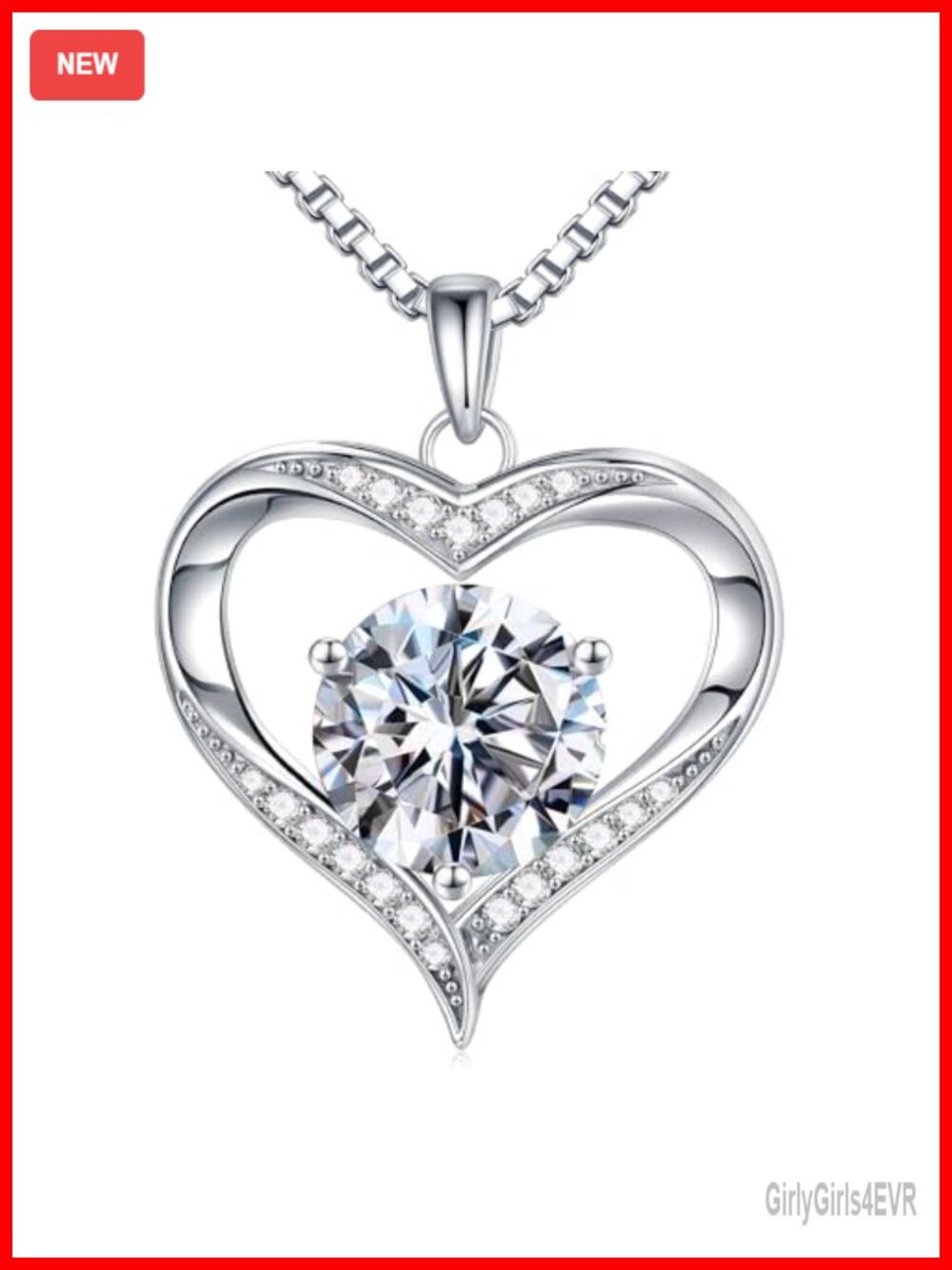1-3ct Moissanite Heart Pendant Necklace 925 Sterling Silver